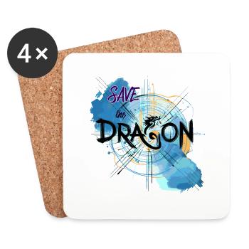 Rette den Drachen - Untersetzer (4er-Set) - Weiß - Vorne