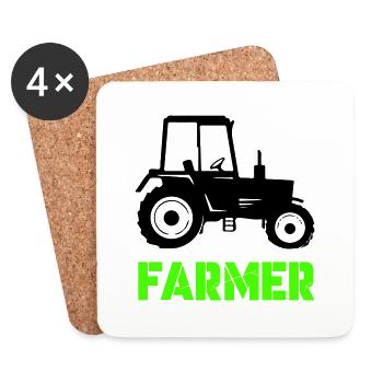 traktor farmer - Untersetzer (4er-Set) - Weiß - Vorne