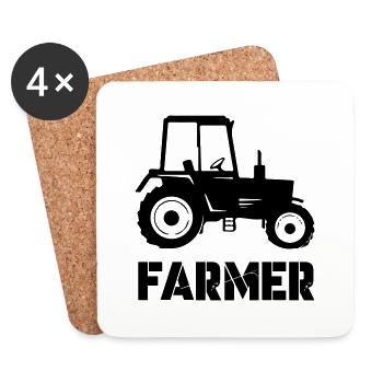 traktor farmer - Untersetzer (4er-Set) - Weiß - Vorne