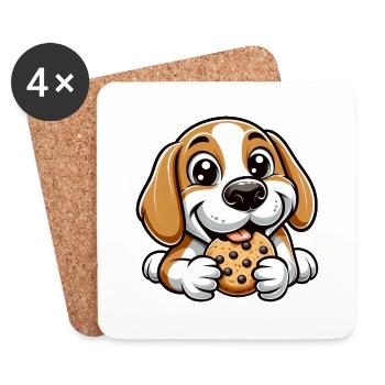 Beagle Dog Cookie Dessert Candy - Coasters (set of 4) - white - Front