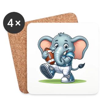 Cute American Football Player Elephant - Coasters (set of 4) - white - Front