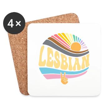 Vintage Lesbian Pride Month - Groovy LGBT Gay - Coasters (set of 4) - white - Front