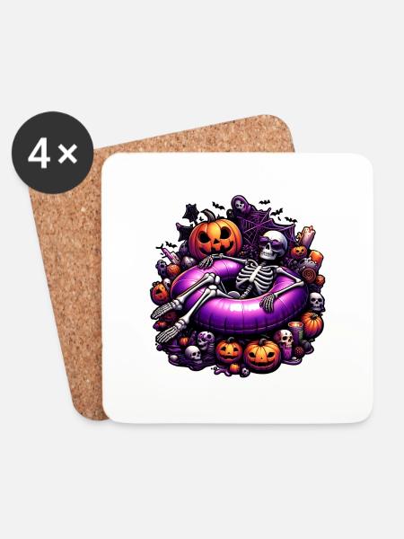 Halloween Chillin - Coasters (set of 4) - white