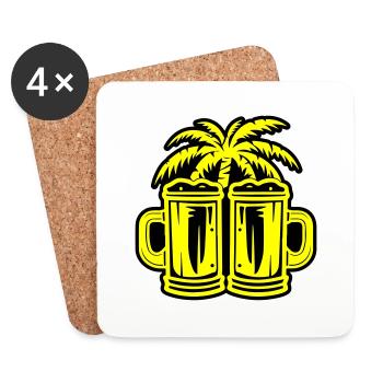 Bier Palmen Insel Urlaub - Untersetzer (4er-Set) - Weiß - Vorne