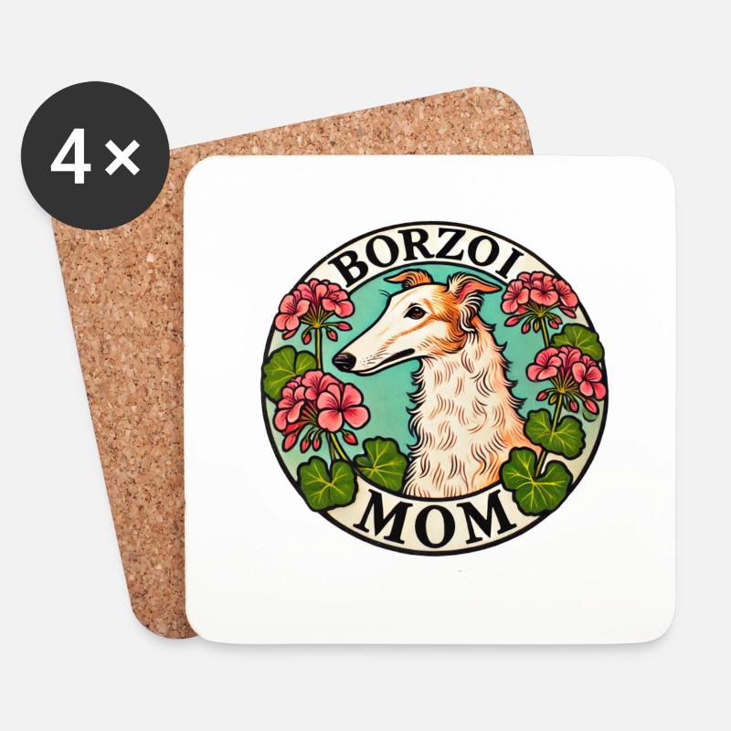 Barsoi Mama - Untersetzer (4er-Set) - Weiß