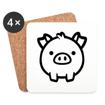 cochon - Dessous de verre (lot de 4) - blanc - Devant