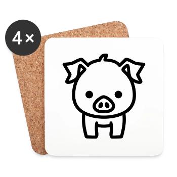 pig - Coasters (set of 4) - white - Front