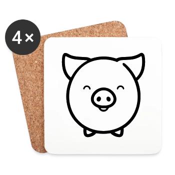 pig - Coasters (set of 4) - white - Front