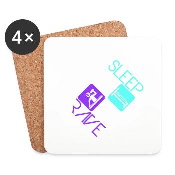 Eat Sleep Rave Repeat Essen Schlafen Raven Spruch - Untersetzer (4er-Set) - Weiß - Vorne