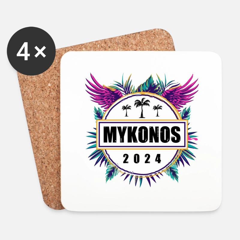 Mykonos 2024 Team - Untersetzer (4er-Set) - Weiß