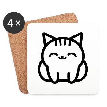cat - Coasters (set of 4) - white - Front