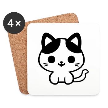 cat - Coasters (set of 4) - white - Front