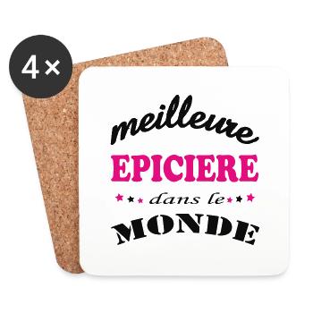 MEILLEURE EPICIERE DANS LE MONDE - Dessous de verre (lot de 4) - blanc - Devant
