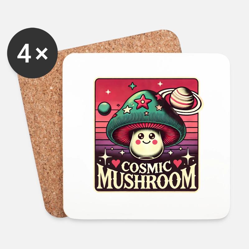 Super Power Intergalactic Cosmic Mushroom - Untersetzer (4er-Set) - Weiß