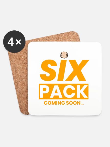 Sixpack coming Fitness Ziel Bauchmuskeln cool - Untersetzer (4er-Set) - Weiß