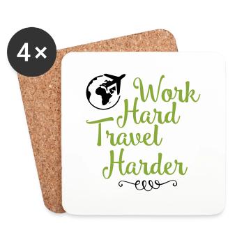 Travailler dur, voyager plus fort - Dessous de verre (lot de 4) - blanc - Devant