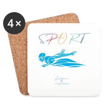 Natation - Dessous de verre (lot de 4) - blanc - Devant