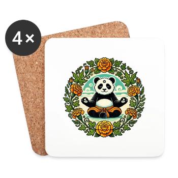 Zen Panda Bear - Coasters (set of 4) - white - Front
