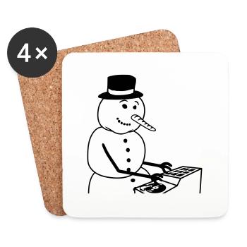 Winter DJ Snowman Mixer Mixer Music Party - Coasters (set of 4) - white - Front