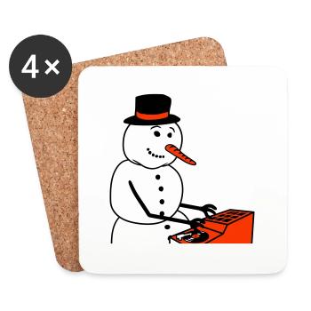 Winter DJ Snowman Mixer Mixer Music Party - Coasters (set of 4) - white - Front