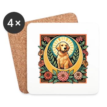 Golden retriever - Dessous de verre (lot de 4) - blanc - Devant