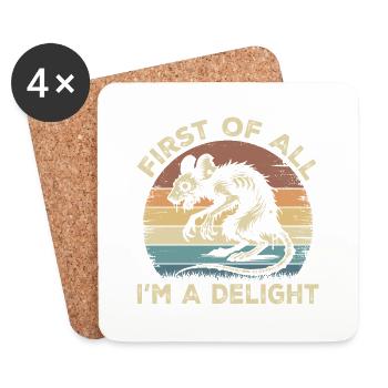First Of All I'm A Delight - Angry Opossum Possum - Dessous de verre (lot de 4) - blanc - Devant