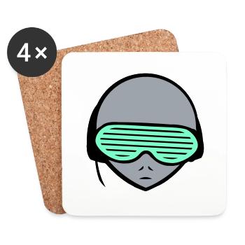DJ Alien Alien Head Face Party Music - Coasters (set of 4) - white - Front