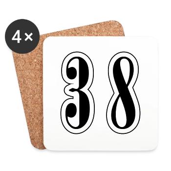 38 Symbole numérique - Dessous de verre (lot de 4) - blanc - Devant