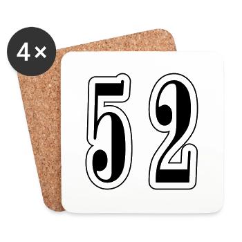 52 Symbole numérique - Dessous de verre (lot de 4) - blanc - Devant