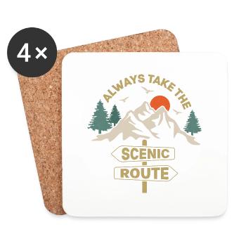 Always Take The Scenic Route Hiking Hiker - Untersetzer (4er-Set) - Weiß - Vorne