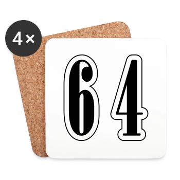 64 Symbole numérique - Dessous de verre (lot de 4) - blanc - Devant
