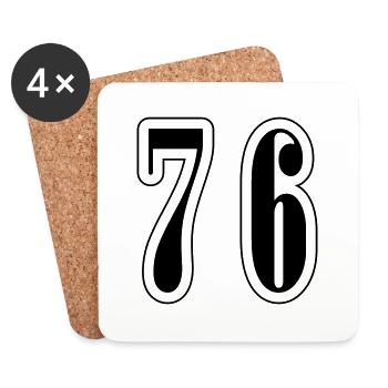 76 Symbole numérique - Dessous de verre (lot de 4) - blanc - Devant