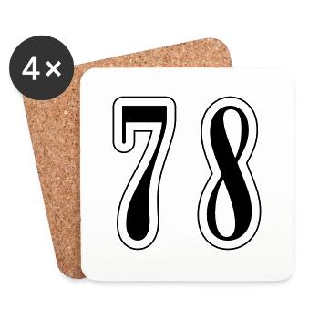 78 Symbole numérique - Dessous de verre (lot de 4) - blanc - Devant