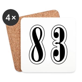 83 Symbole numérique - Dessous de verre (lot de 4) - blanc - Devant