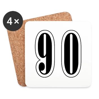 90 Zahl Symbol - Untersetzer (4er-Set) - Weiß - Vorne