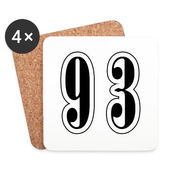 93 Symbole numérique - Dessous de verre (lot de 4) - blanc - Devant