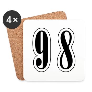 98 Symbole numérique - Dessous de verre (lot de 4) - blanc - Devant