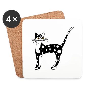 Katze - Untersetzer (4er-Set) - Weiß - Vorne