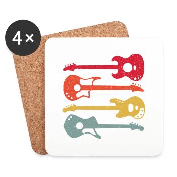 Médiator de Guitare vintage Cadeau de Guitariste - Dessous de verre (lot de 4) - blanc - Devant