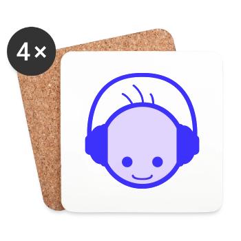 DJ Head Cool Fête Club Musique Disco Fun Face - Dessous de verre (lot de 4) - blanc - Devant