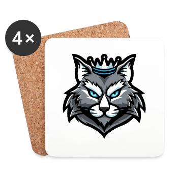 Katze Kopf Krone - Untersetzer (4er-Set) - Weiß - Vorne