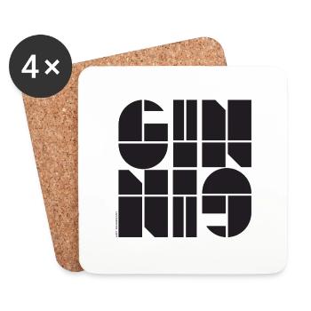 Design Gin Lover en noir et blanc - Dessous de verre (lot de 4) - blanc - Devant