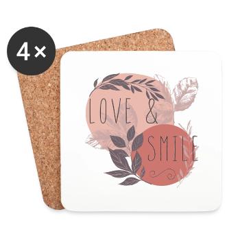 Love & Smile - Untersetzer (4er-Set) - Weiß - Vorne