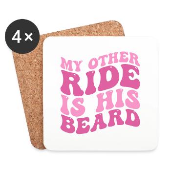 Mein anderer Wagen ist sein Beard Tees Groovy Beard Lover - Untersetzer (4er-Set) - Weiß - Vorne
