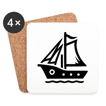 Kleines Segelboot - Untersetzer (4er-Set) - Weiß - Vorne