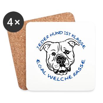 "Jeder Hund ist..." - Untersetzer (4er-Set) - Weiß - Vorne