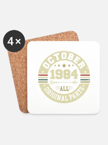 Legendär seit Oktober 1984 Geburtstag Oktober 1984 - Untersetzer (4er-Set) - Weiß