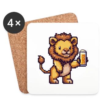 Löwe Bier Pixel - Untersetzer (4er-Set) - Weiß - Vorne