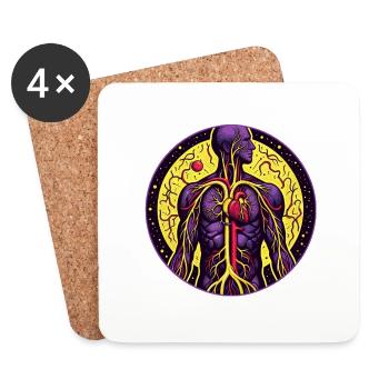 Vibrant Anatomical Heart - Coasters (set of 4) - white - Front