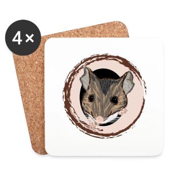 Waldmaus / Wood Mouse II - Untersetzer (4er-Set) - Weiß - Vorne